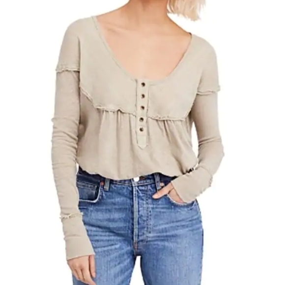 Free People Tops - We The Free Down Under Sage Linen Boho Top